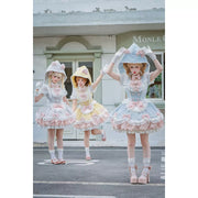Pastel sweet Lolita dresses styled outdoors