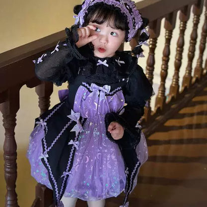 Kids Halloween Pumpkin Lolita Sweet Black Dress Set — Lemon Sugar
