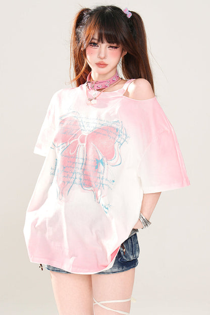 リボンTシャツ メロディー ストラップレス