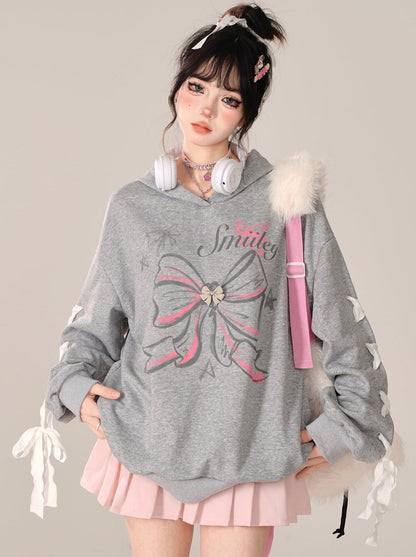 Lockerer Parka mit Kapuze und Schnürung im Armband-Design mit Hasenmotiv