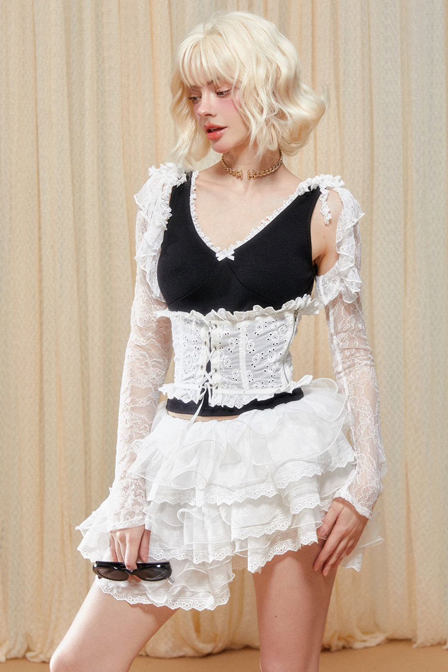 Spitzencardigan, kurz, transparent, ultra