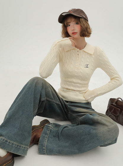 American Polo Retro Collar Top Knit