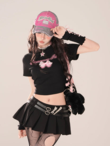 Schlankmachende schwarze Love Flying Short Tops