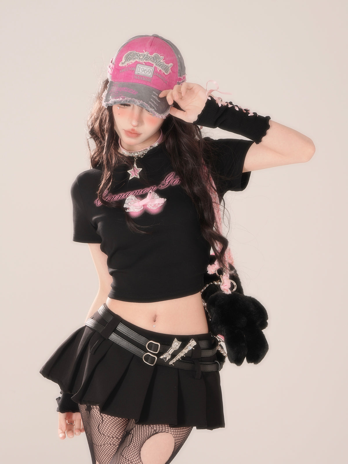 Flying Slimming Short Love Tops Schwarz