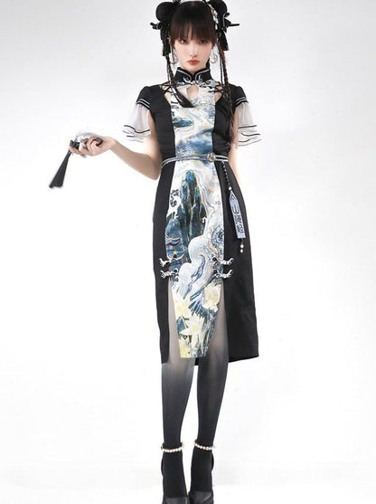 Slit Art China Dress