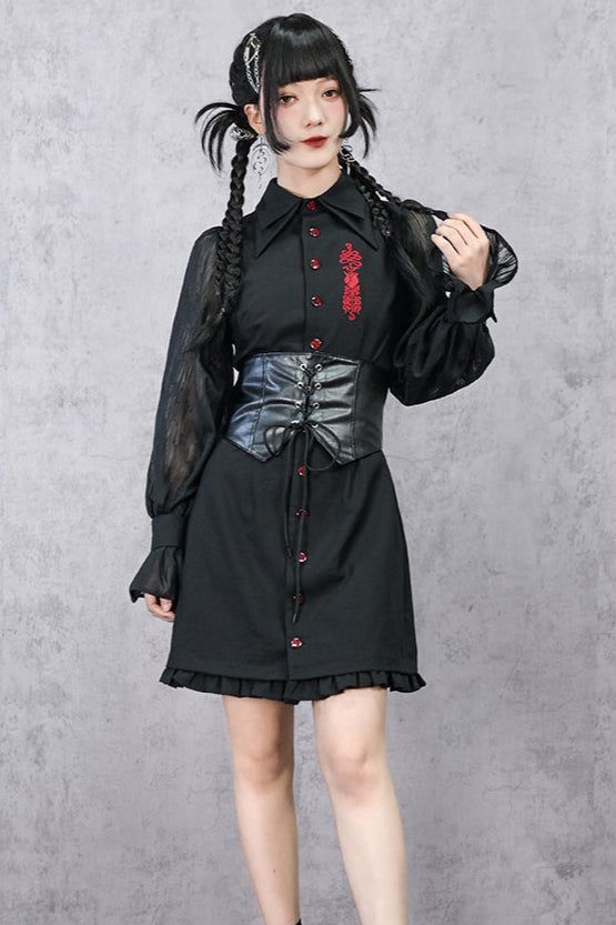 Kleid Laterne Chinesische Ärmel Durchsichtig