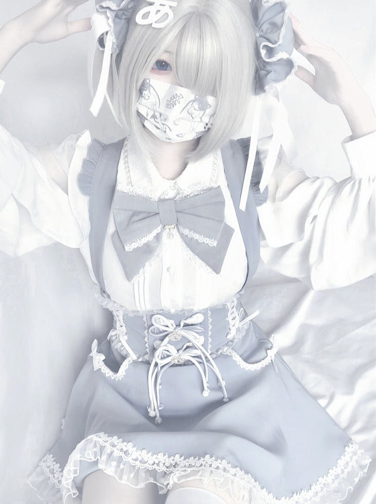 Rock Hosenträger Hohe Taille Schnürung Rüschen