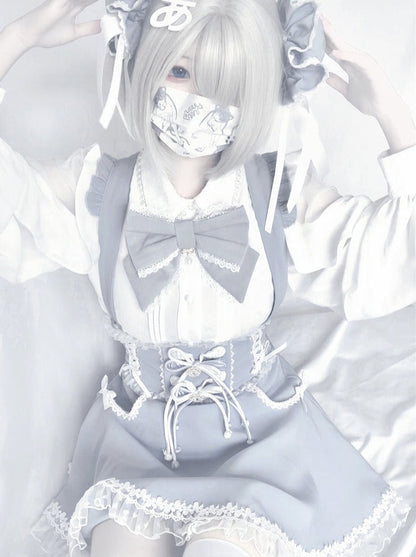 Rock Hosenträger Hohe Taille Schnürung Rüschen