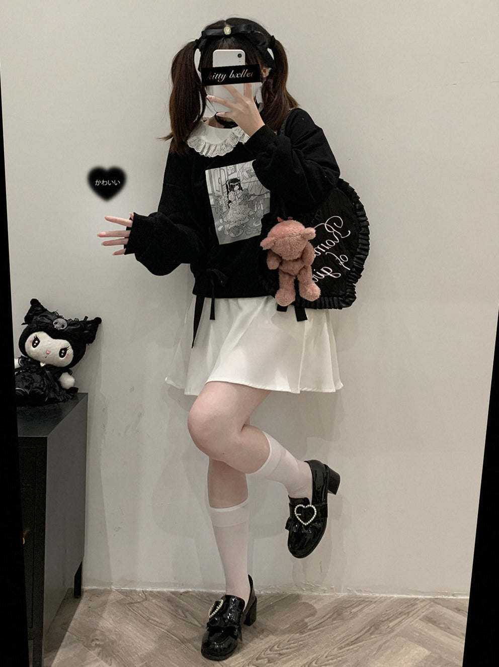 イラストプリントドールカラースウェットシャツ