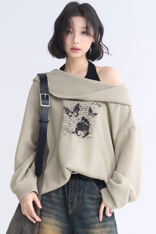 Hoodie Sweatshirt Asymmetrical