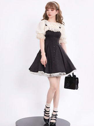 Song Love Elegantes Kleid Kurz/Lang Lolita Reservations Schwarz Piano Satin Sass