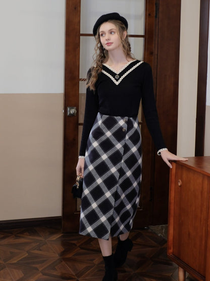 Schlitz Argyle Retro Rock Französisch Lang