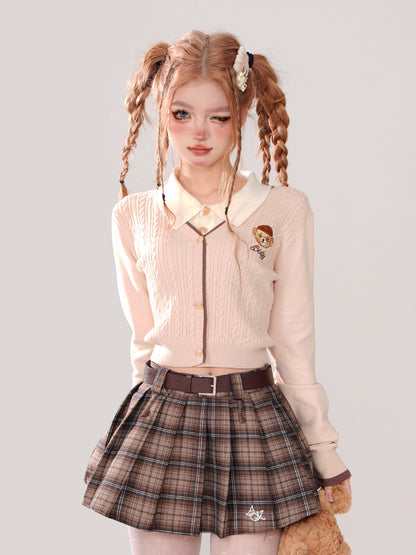 Collar Sunny Faux Polo Zweiteiliger Strick-College-Bär