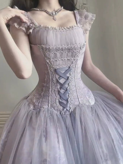 Lolita Purple Princess Gown – Waist-Cinching Formal Dress