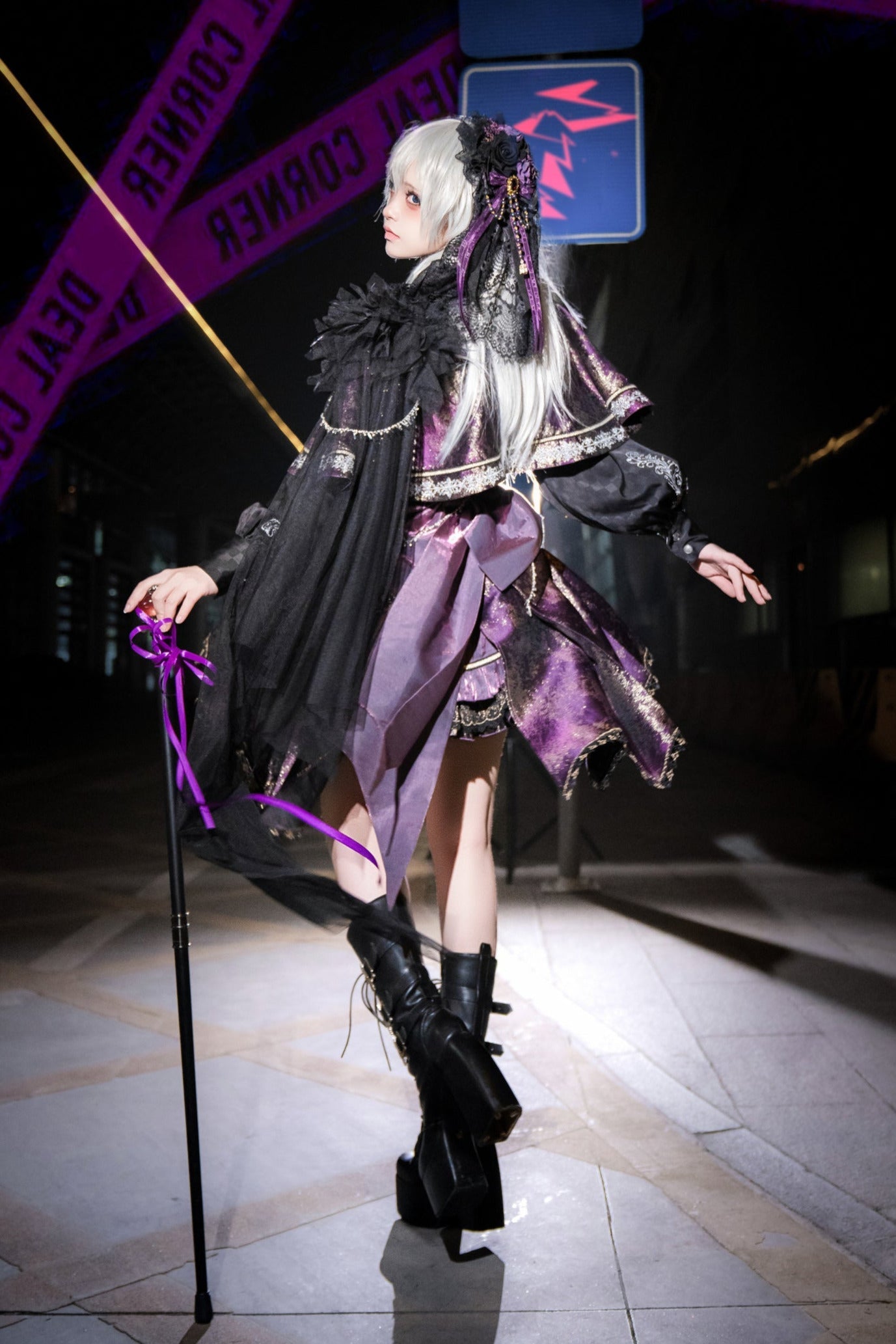 セット予約 ゴールドケープアップ商品 ファントムブラックパープルスモールドレス カイト