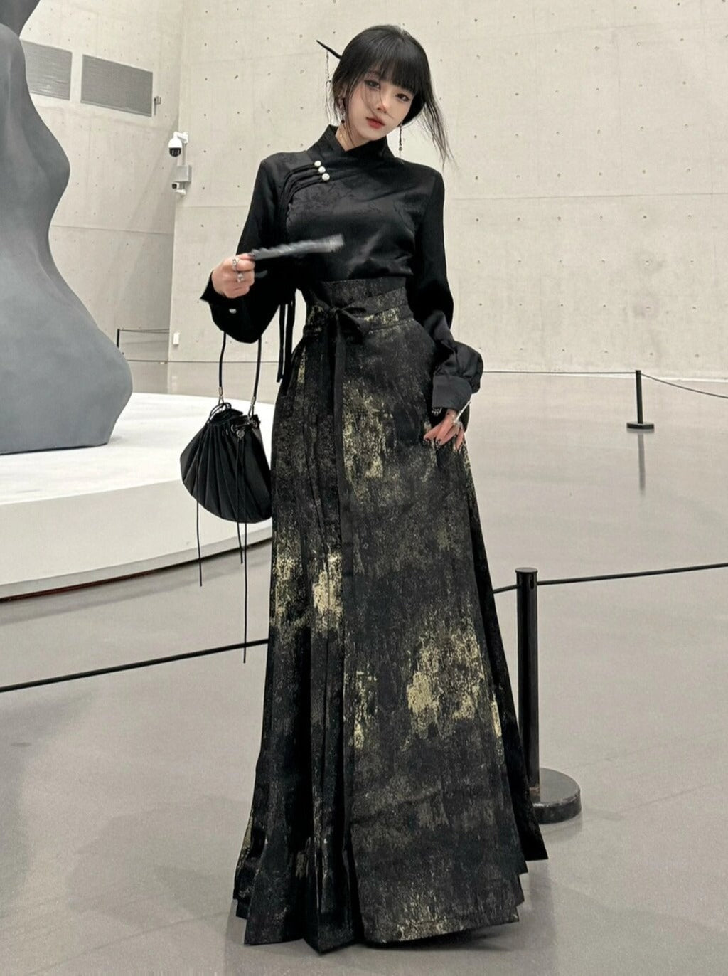 Dark China Blouse + China Long Skirt
