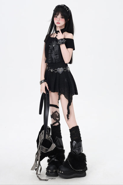 オフショルダー スリム ダーク スイート トップ