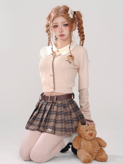 Collar Sunny Faux Polo Zweiteiliger Strick-College-Bär