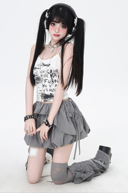 Drawstring One-Shoulder Skirt Top 3-Style