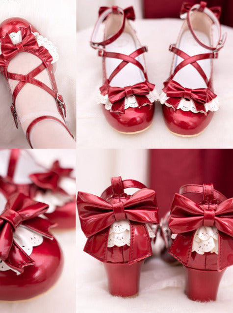 Shoes Heel Lace Elegant Original Lolita Mid