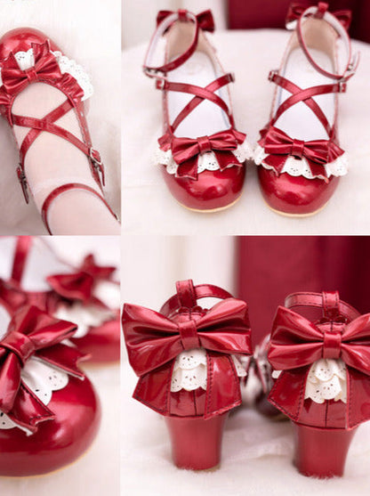 Shoes Heel Lace Elegant Original Lolita Mid