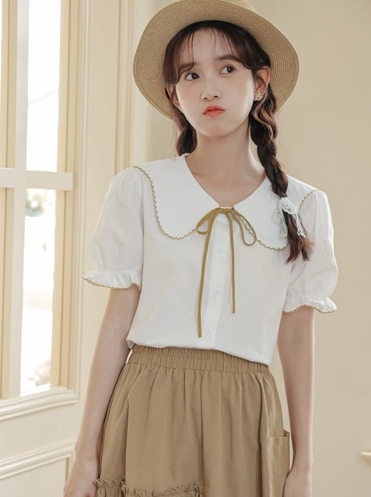 Puffärmelrock Ausgestelltes Sommerhemd + Retro Medium