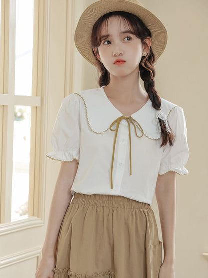 Puffärmelrock Ausgestelltes Sommerhemd + Retro Medium