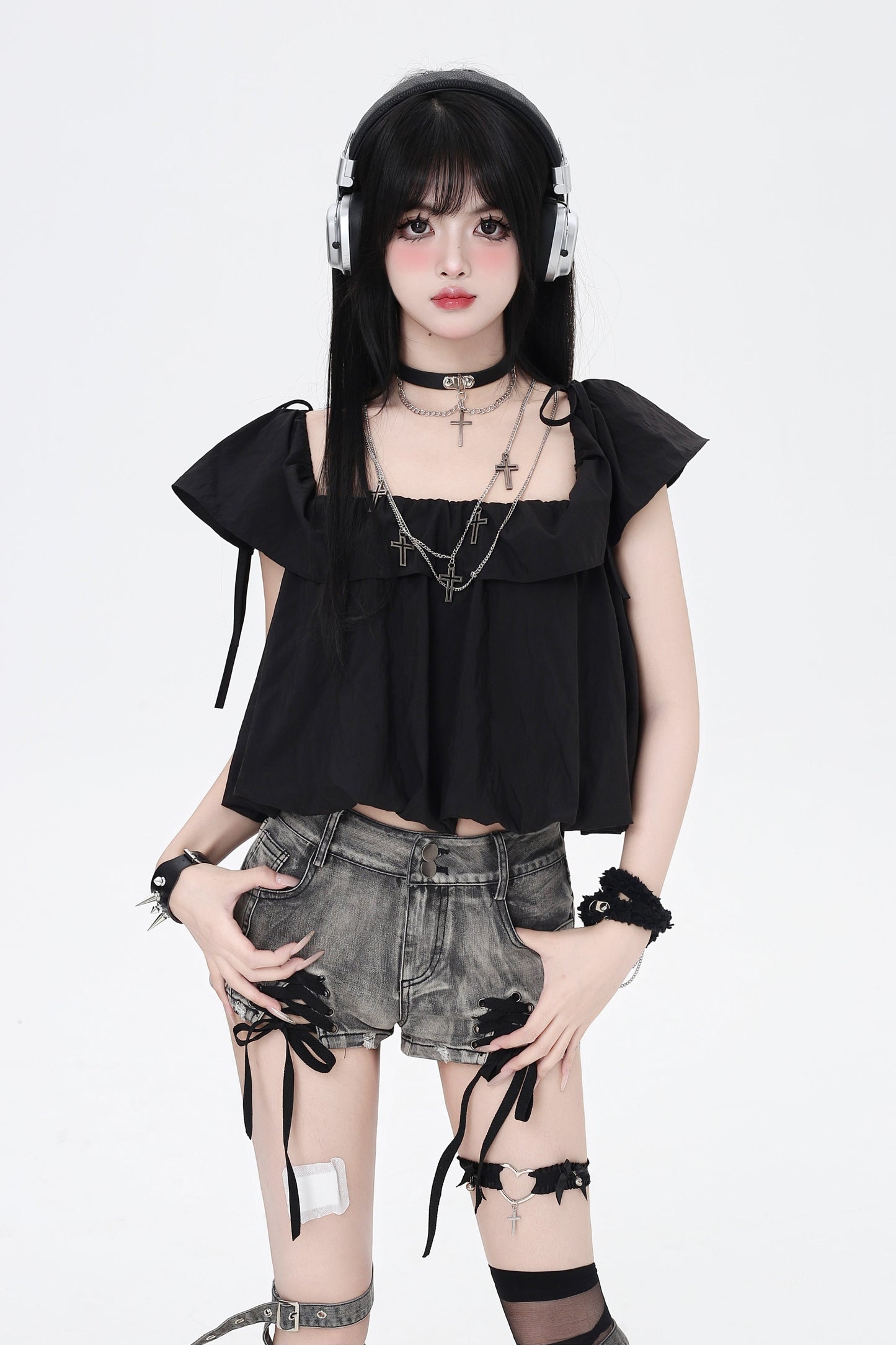 Drawstring One-Shoulder Skirt Top 3-Style