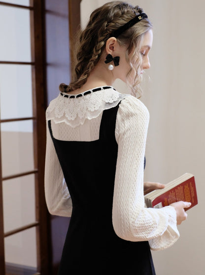 レースフェイクピース 2フリルドレスカラー