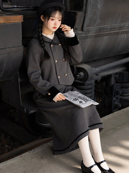 Rock Check Flared Retro Ribbon Dark Double + Top