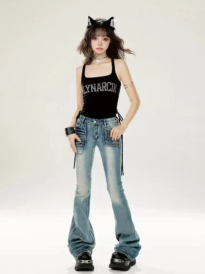 Micro Jeans Flare Wash Damaged American