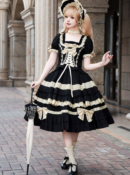 Sleeves Lace-Up Gothic Lace-Up + Skirt Gothic + Hat Dress