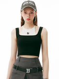 Faux Two-piece Tops Logo Tank