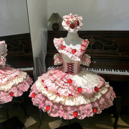 Cheesberry Rose Lolita JSK – Cute Strawberry Princess Dress | Starry Mist Rose