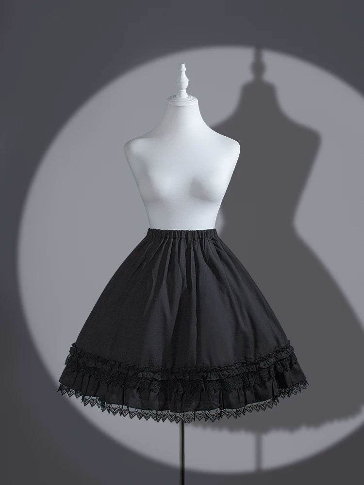 Black Shamrock Gothic Lace High Collar Striped Waist Dress
