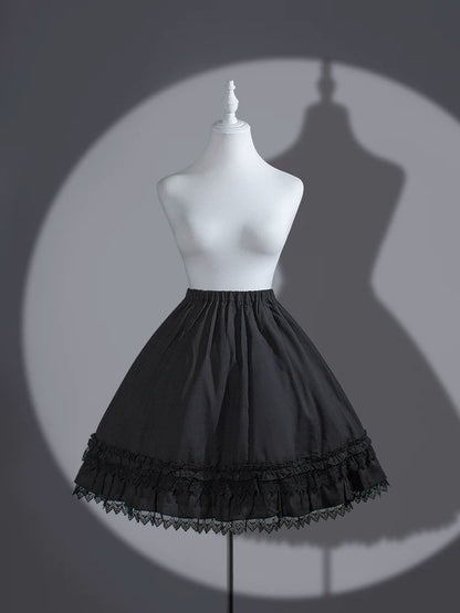 Black Shamrock Gothic Lace High Collar Striped Waist Dress