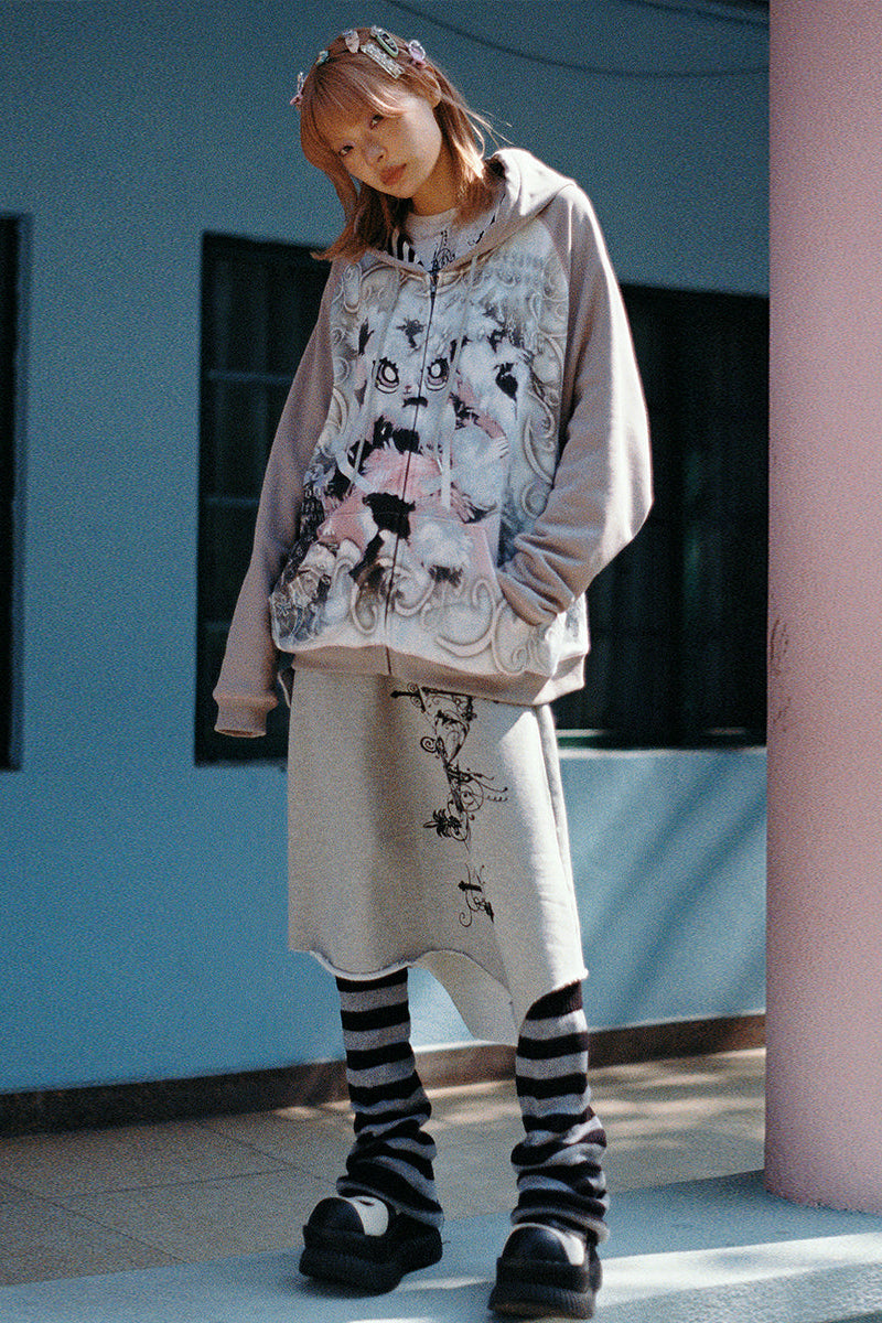 Sweatshirt Hase Hoodie Graffiti Übergroß