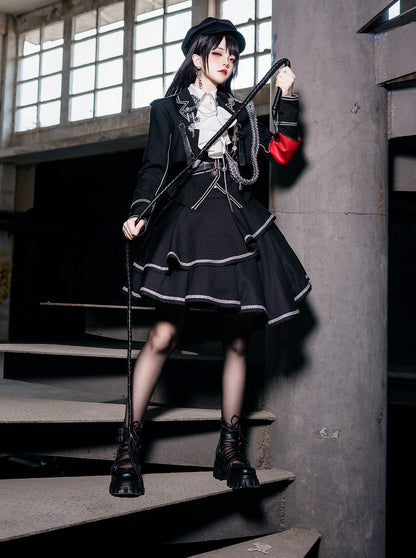 Armeerock Dunkel Asymmetrisch Militär + Uniform + Hemd Mantel