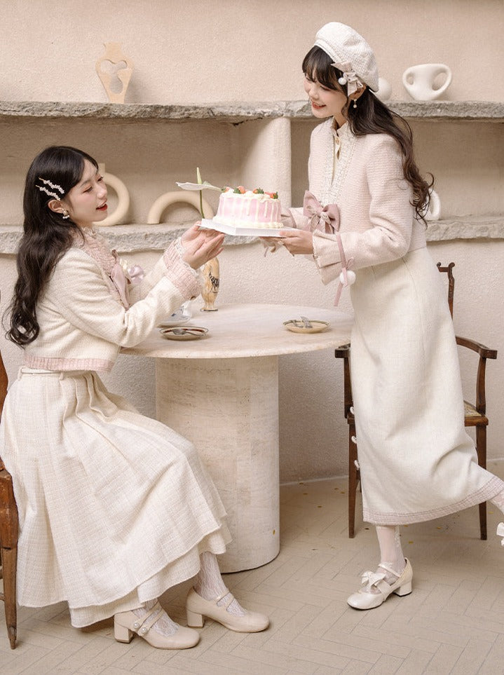 Jacket Love Skirt Sweet Long Skirt Button Short