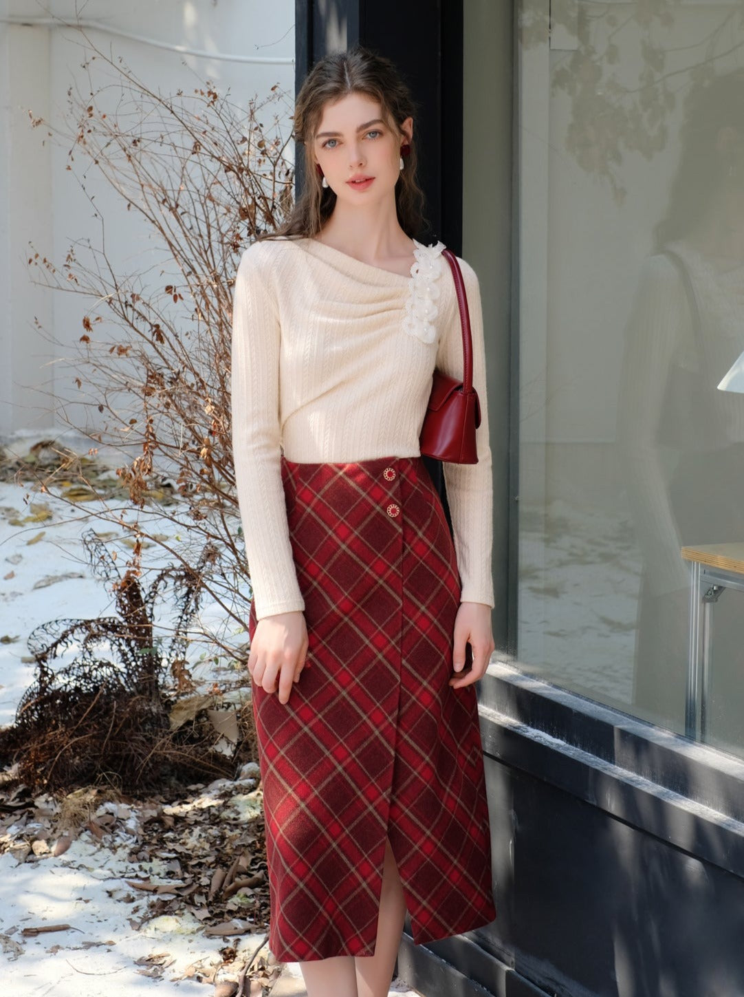 Schlitz Argyle Retro Rock Französisch Lang