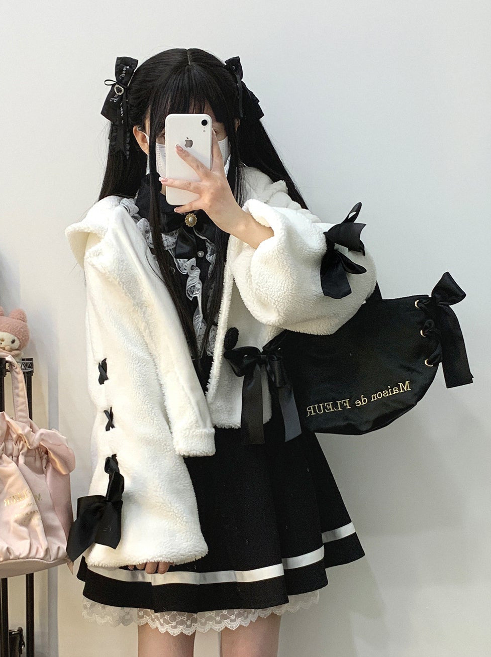 Rabbit ear hoody lace Apribon Plash Bore Court