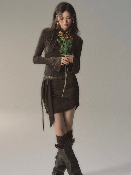 China Buckle Mid-Length Slim Dress