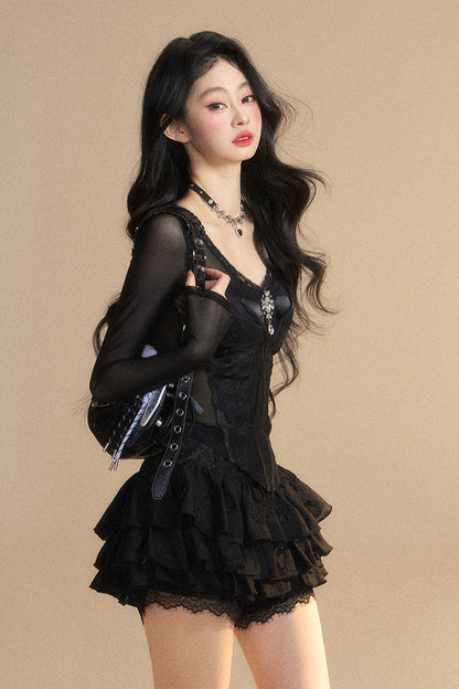 トップメッシュクランベリー 予約商品 オーストラリアンレース Vネック