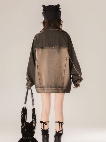 Gradient Street – Schwarze Retro-Jeansjacke