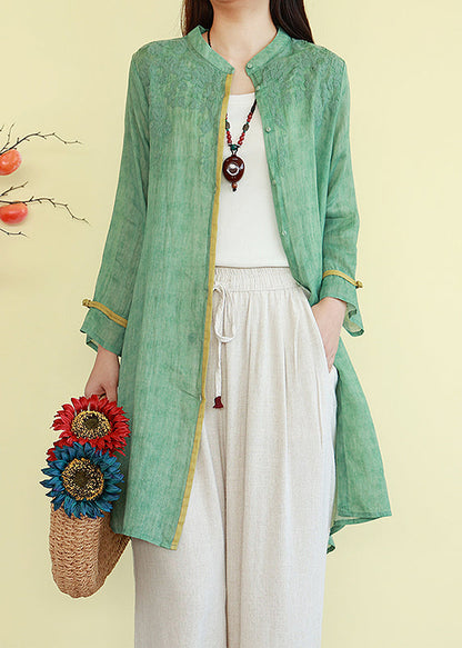 Orange Button Shirts Lose O-Ausschnitt Herbst Leinen