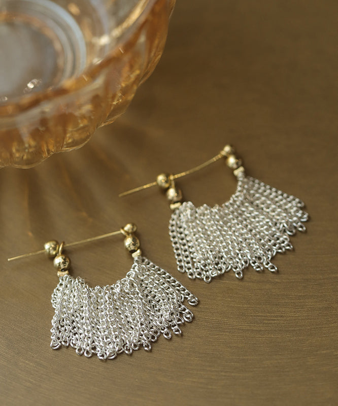 Ohrringe Original Overgild Design Kupfer Hoop Weiß Wasserfall Quaste