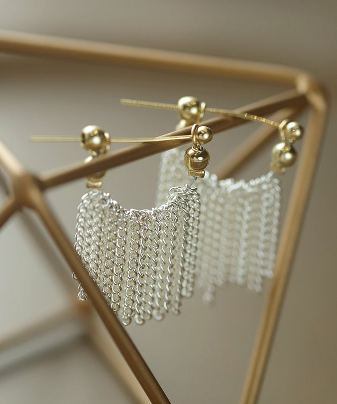 Ohrringe Original Overgild Design Kupfer Hoop Weiß Wasserfall Quaste