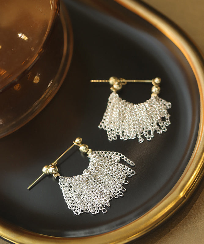 Ohrringe Original Overgild Design Kupfer Hoop Weiß Wasserfall Quaste