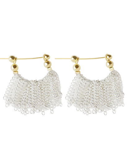 Ohrringe Original Overgild Design Kupfer Hoop Weiß Wasserfall Quaste