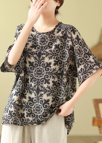 Top Short Red O-Neck Loose Sleeve